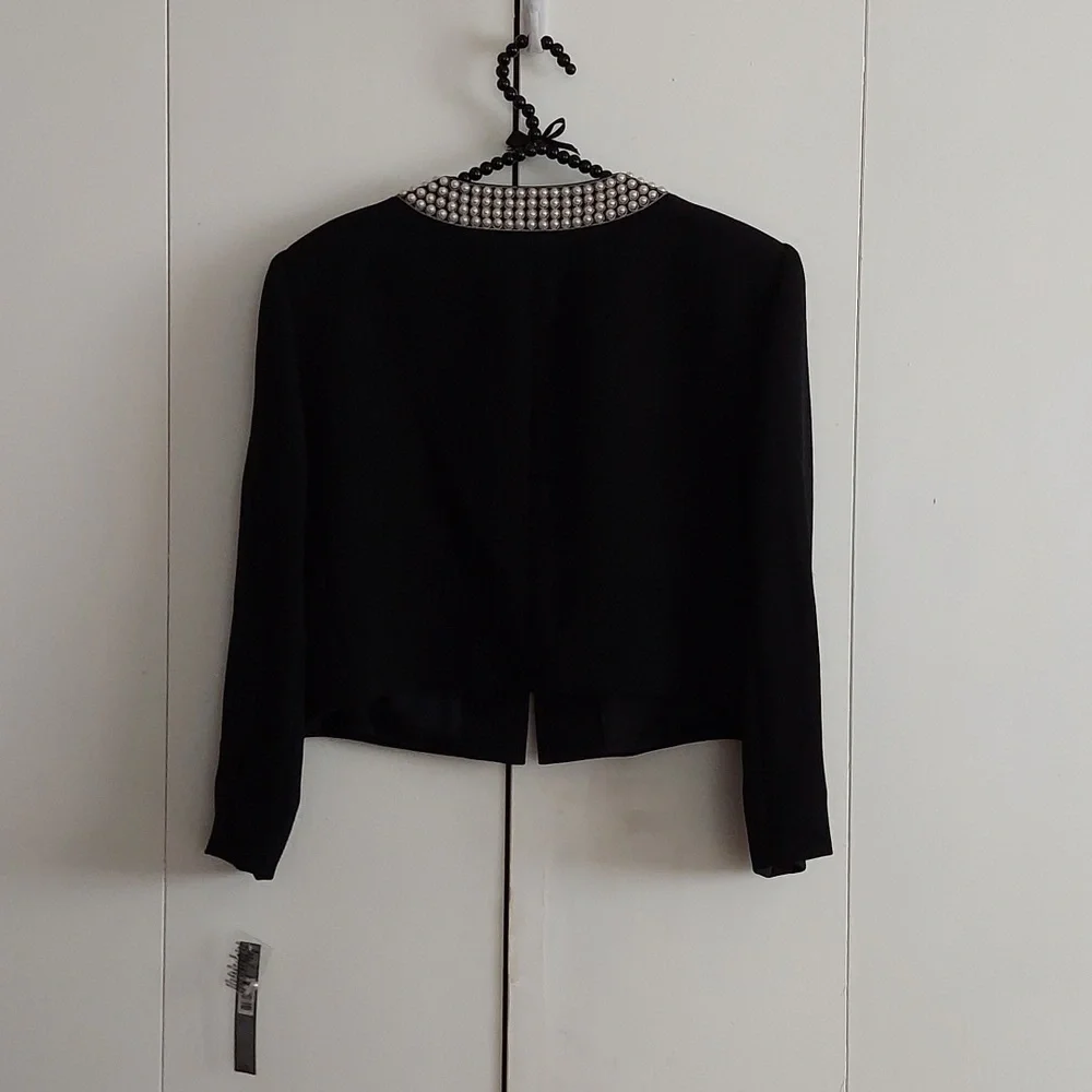 Tahari by Arthur S. Levine Jason Black Cropped Cocktail Blazer Jacket Sz 14 NWT - Picture 8 of 16